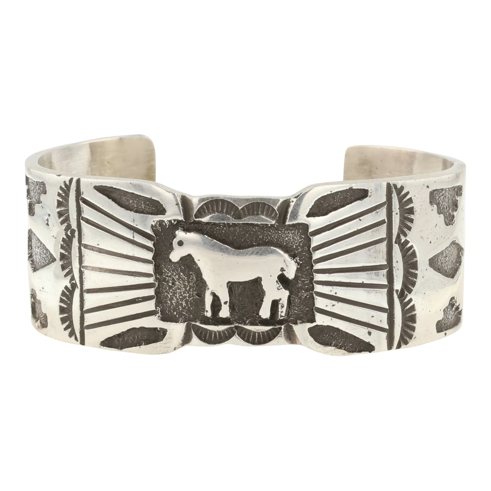Emerson Kinsell Navajo Plain Silver Horse Cuff Bracelet (1 of 4)