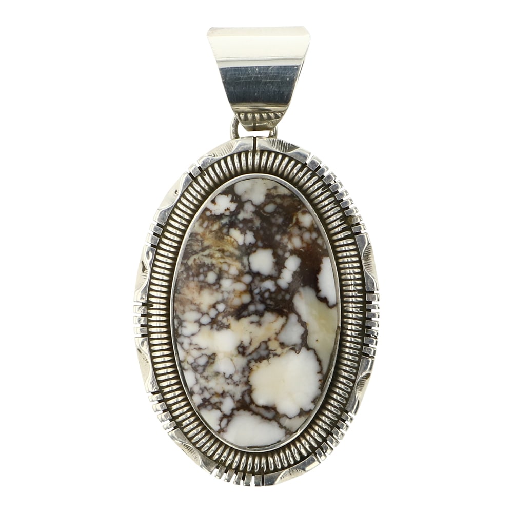 Wilbert Vandiver Navajo Wildhorse Pendant: Sterling Silver | Genuine Wildhorse | Wilbert Vandiver Navajo Wildhorse Pendant | Navajo Native American Southwest Indian Jewelry | Approximate Weight: 18 Grams | Dimensions: Pendant: 1" x 2" | Signed