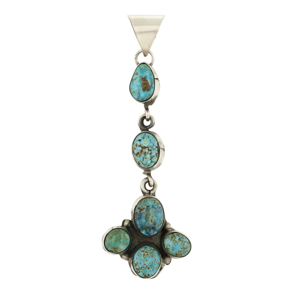 Eleanor Largo Navajo Turquoise Mountain Turquoise Pendant: Sterling Silver | Genuine Turquoise Mountain Turquoise | Eleanor Largo Navajo Turquoise Mountain Turquoise Pendant | Navajo Native American Southwest Indian Jewelry | Approximate Weight: 12 Grams | Di