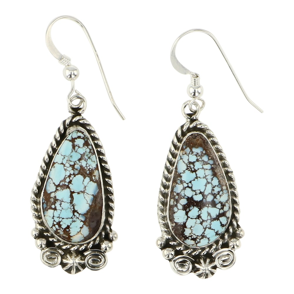 Eula Wylie Navajo Golden Hill Turquoise Earrings: Sterling Silver | Genuine Golden Hill Turquoise | Eula Wylie Navajo Golden Hill Turquoise Earrings | Navajo Native American Southwest Indian Jewelry | Approximate Weight: 10 Grams | Dimensions: Earrin