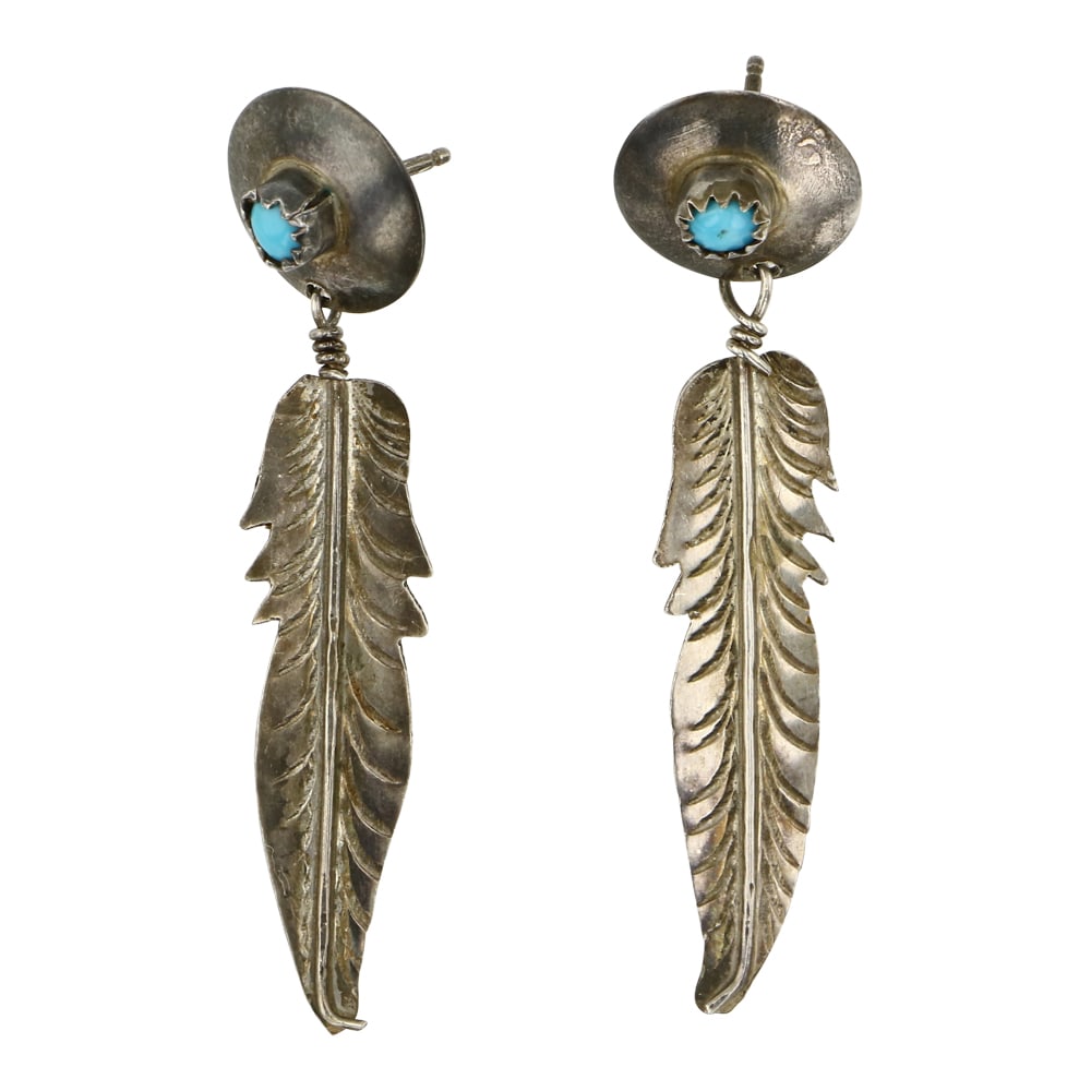 Vintage Kingman Turquoise Feather Earrings (1 of 2)