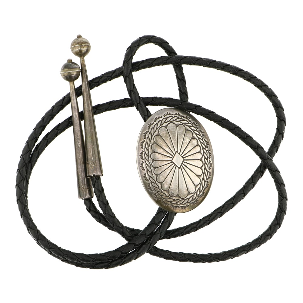 Vintage Navajo Plain Silver Bolo Tie (1 of 3)