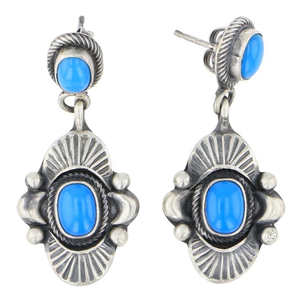 Danny Clark Navajo Kingman Turquoise Earrings (1 of 2)