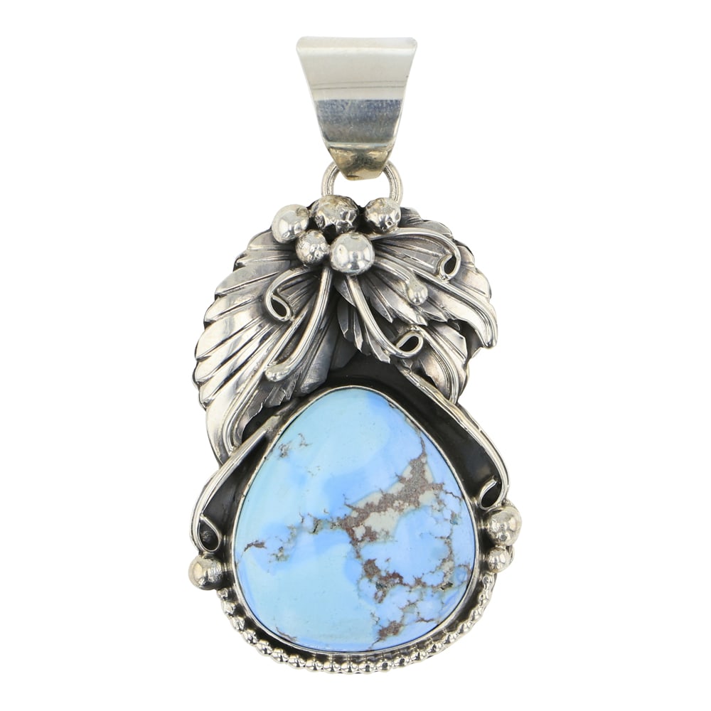 Marry Ellen Golden Hill Turquoise Pendant: Sterling Silver | Genuine Golden Hill Turquoise | Marry Ellen Golden Hill Turquoise Pendant | Navajo Native American Southwest Indian Jewelry | Approximate Weight: 21 Grams | Dimensions: Pendant: 1.25
