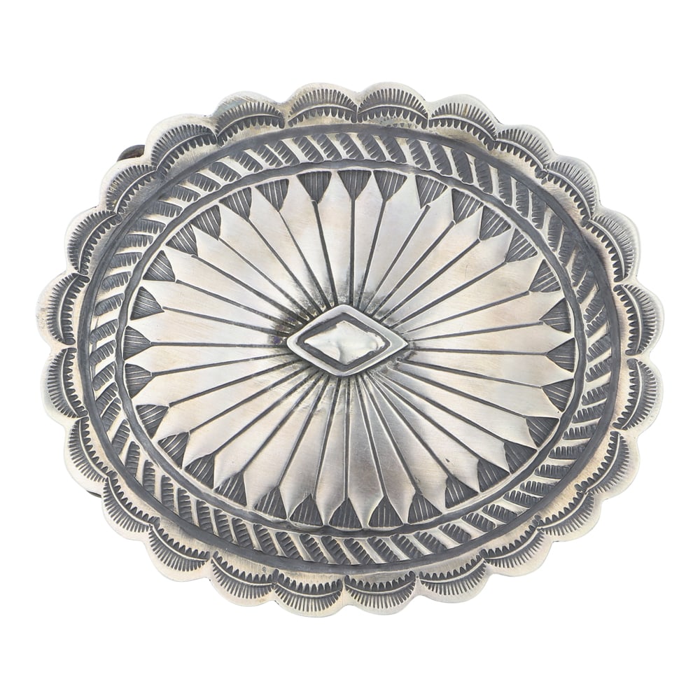 Navajo Plain Silver Stamp Belt Buckle (1 of 2)