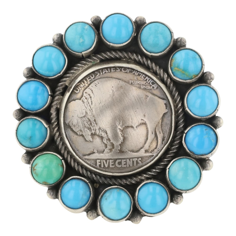 Beatty Tom Navajo Kingman Turquoise & Buffalo Nickel Ring (1 of 3)