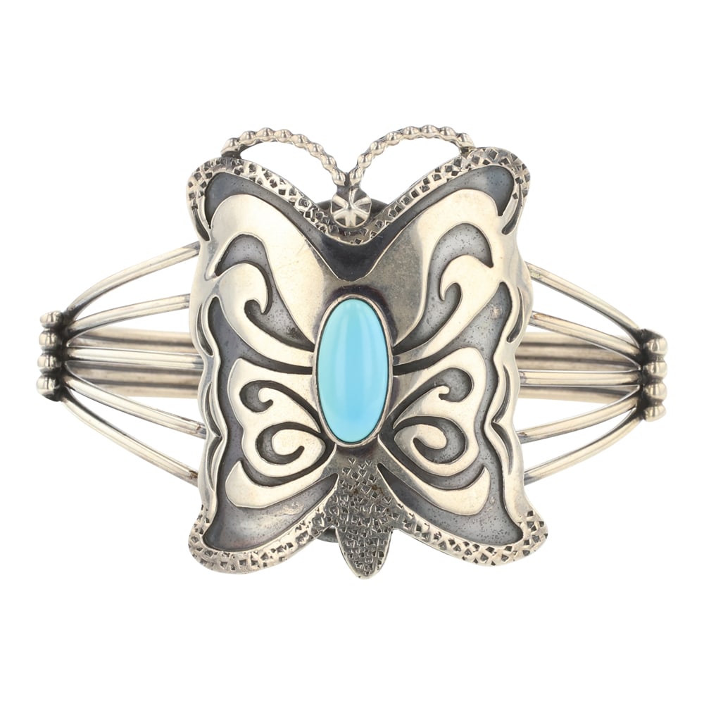 Marita Benally Kingman Turquoise Butterfly Cuff Bracelet (1 of 3)