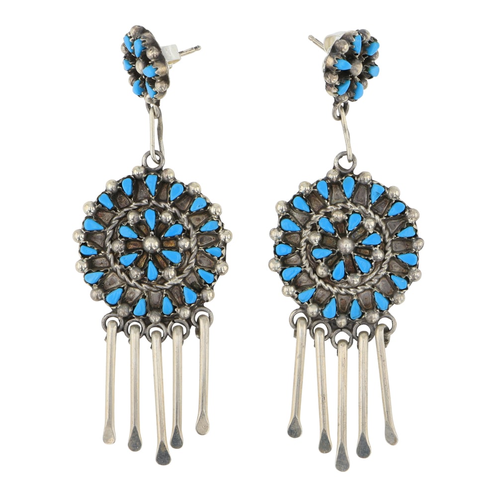Zuni Kingman Turquoise Needlepoint Chandelier Earrings (1 of 2)