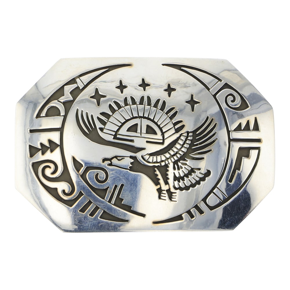 Navajo Plain Silver Eagle Belt Buckle (1 of 2)