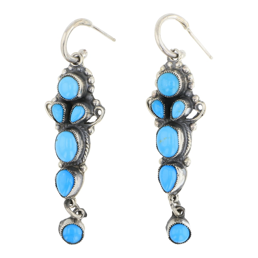Leo Feeney Anglo Southwest Artist Sleeping Beauty Turquoise Earrings: Sterling Silver | Genuine Sleeping Beauty Turquoise | Leo Feeney Anglo Southwest Artist Sleeping Beauty Turquoise Earrings | Southwest Anglo American Artist | Approximate Weight: 10 Grams | Dimensions