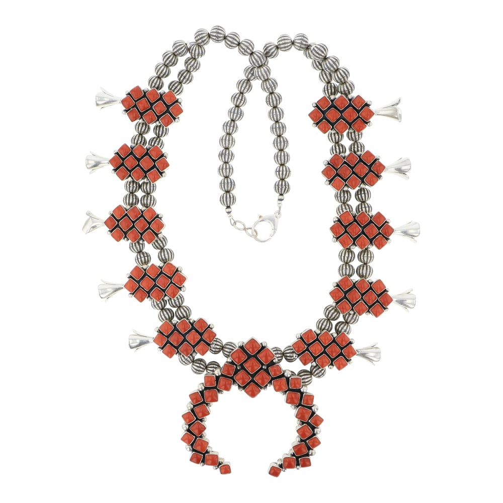 Paul Livingston Mediterranean Coral Squash Blossom Necklace (1 of 3)