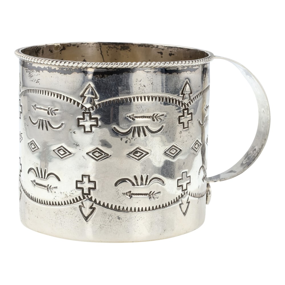 Vintage Navajo Plain Silver Stamped Cup (1 of 3)