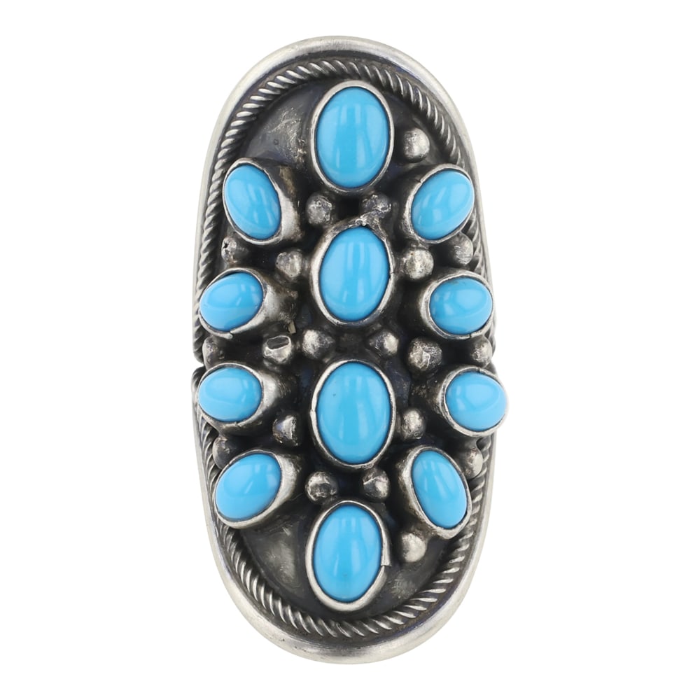 Paul Livingston Navajo Sleeping Beauty Turquoise Saddle Ring (1 of 3)