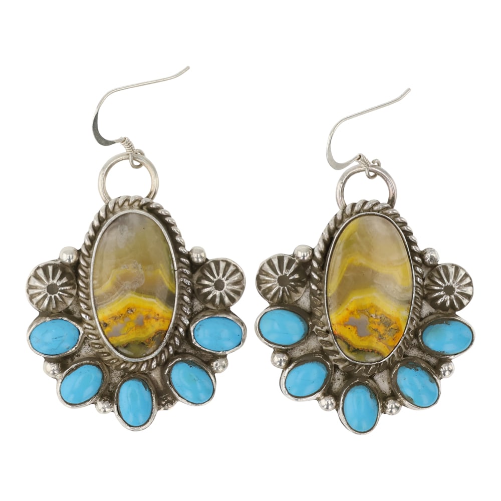 Damian Cotton Bumble Bee Jasper & Kingman Turquoise Earrings (1 of 2)