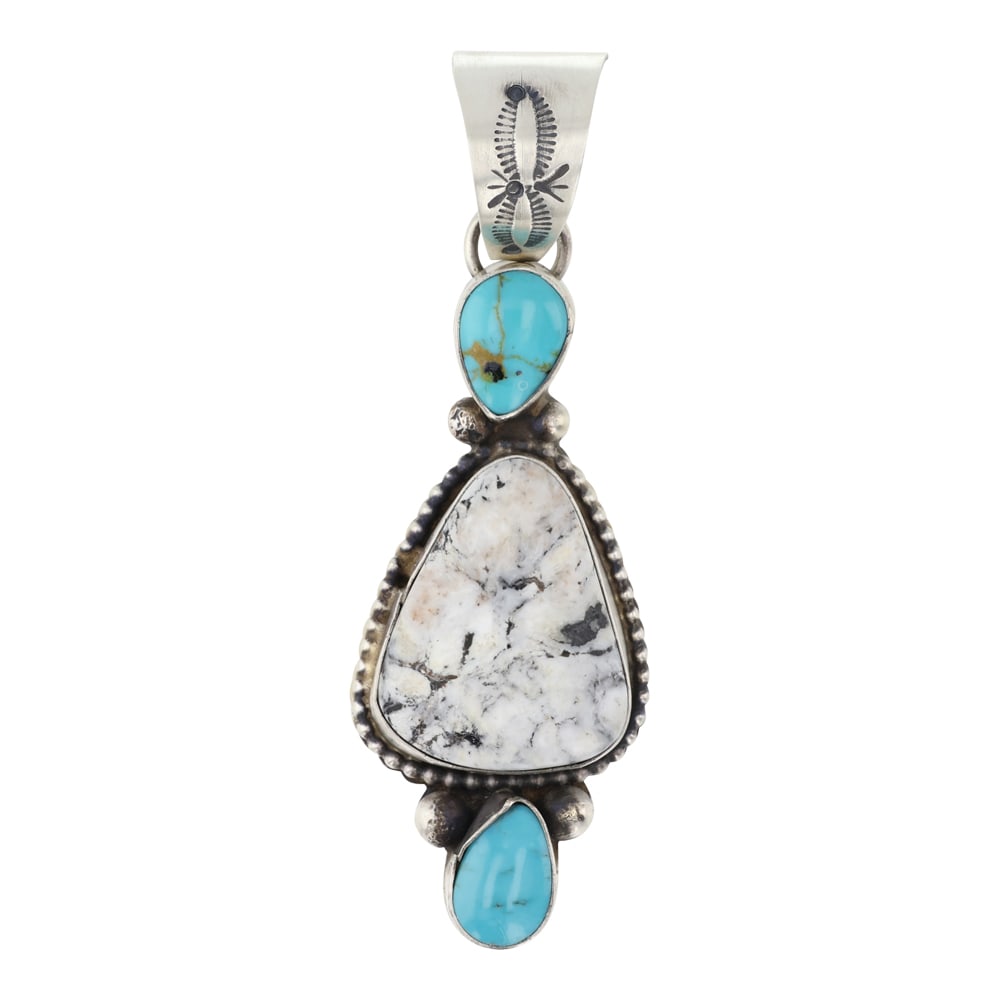 Ella Peter Navajo Turquoise & White Buffalo Pendant (1 of 2)