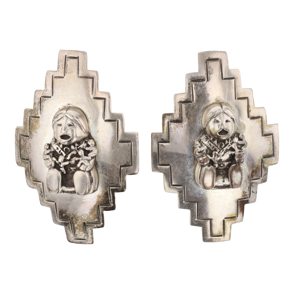 Vintage Carol Felly Anglo Southwest Shop Story Teller Earrings: Sterling Silver | | Vintage Carol Felly Anglo Southwest Shop Story Teller Earrings | Southwest Anglo American Shop Jewelry | Good (no breaks or damages) | Approximate Weight: 22 Grams | Earrings: 1.25