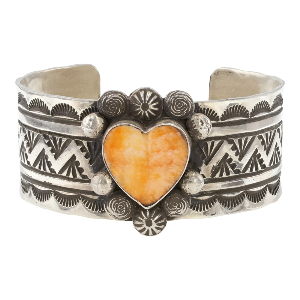 Damian Cotton Spiny Oyster Navajo Cuff Bracelet (1 of 4)