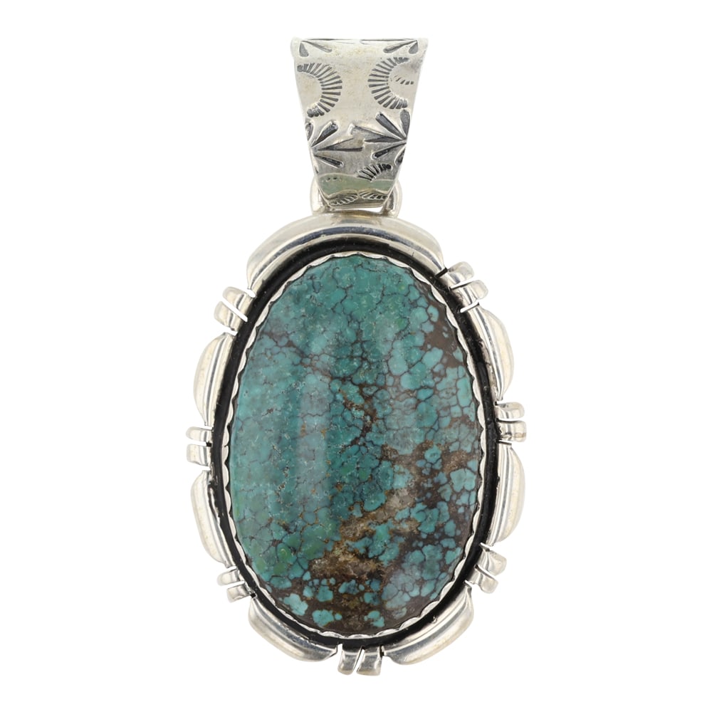 Kirk Smith Vintage Navajo Spiderweb Turquoise Pendant (1 of 2)