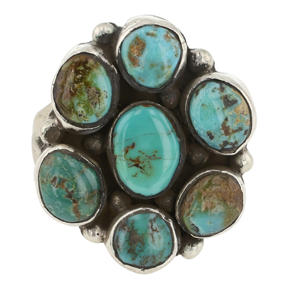 Vintage Navajo Royston Turquoise Cluster Ring (1 of 3)