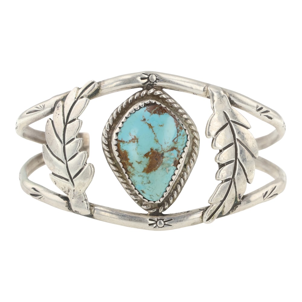 Navajo Royston Turquoise Cuff Bracelet: Sterling Silver | Genuine Royston Turquoise | Navajo Royston Turquoise Cuff Bracelet | Navajo Native American Southwest Indian Jewelry | Good (no breaks or damages) | Approximate Weight: 21 Grams | Br