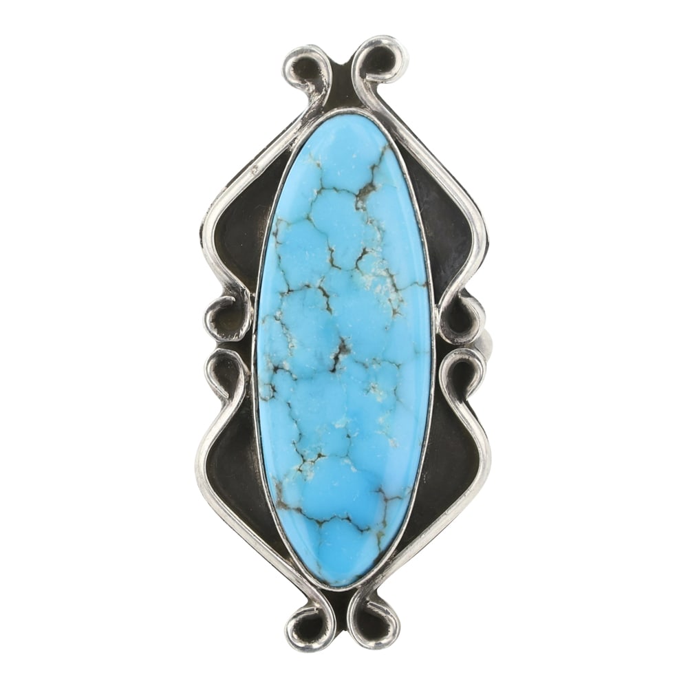 Kevin Willie Navajo Kingman Turquoise Adjustable Turquoise Ring (1 of 3)