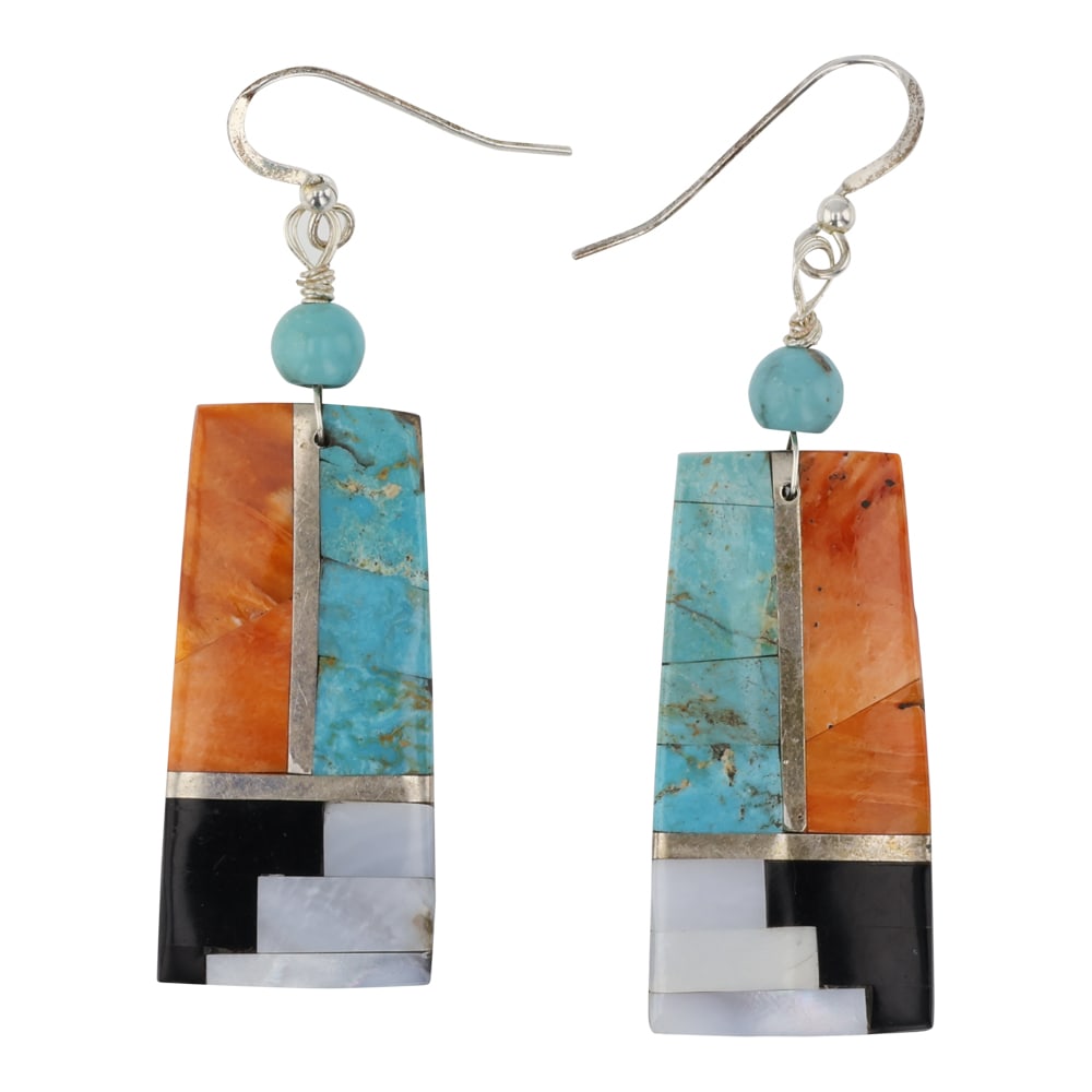 Santa Domingo Turquoise & Shell Inlay Earrings (1 of 2)