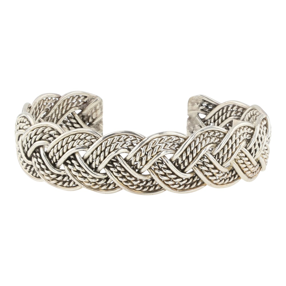 Navajo Plain Silver Twisted & Braided Wire Cuff Bracelet (1 of 3)