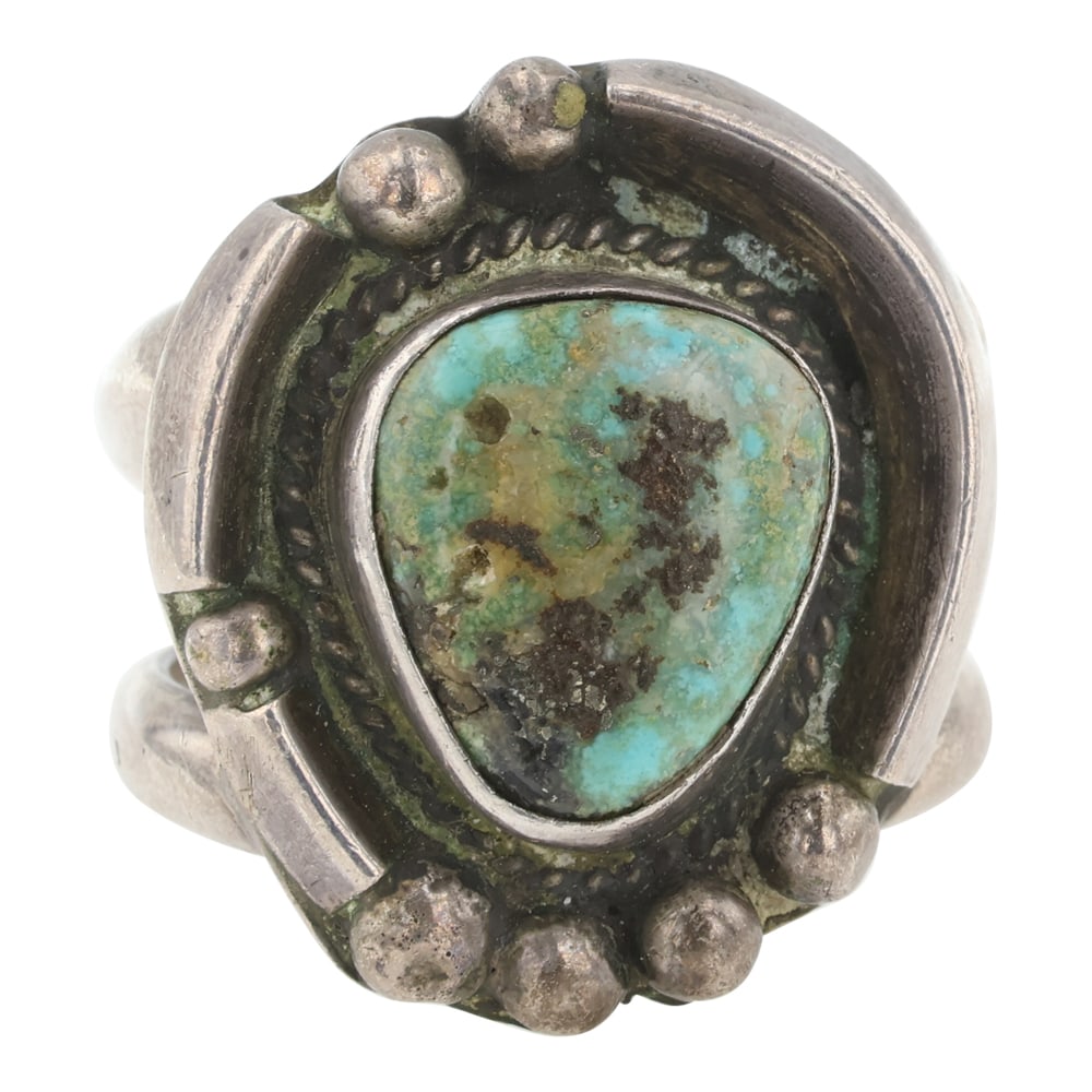 Vintage Navajo Nevada Turquoise Ring: Sterling Silver | Genuine Nevada Turquoise | Vintage Navajo Nevada Turquoise Ring | Navajo Native American Southwest Indian Jewelry | Good (no breaks or damages) | Approximate Weight: 20 Grams | Ring: