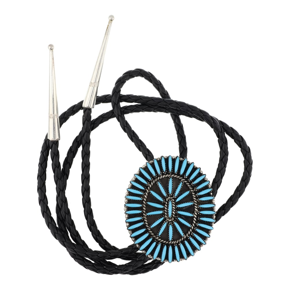 Zuni Needlepoint Turquoise Bolo Tie (1 of 3)