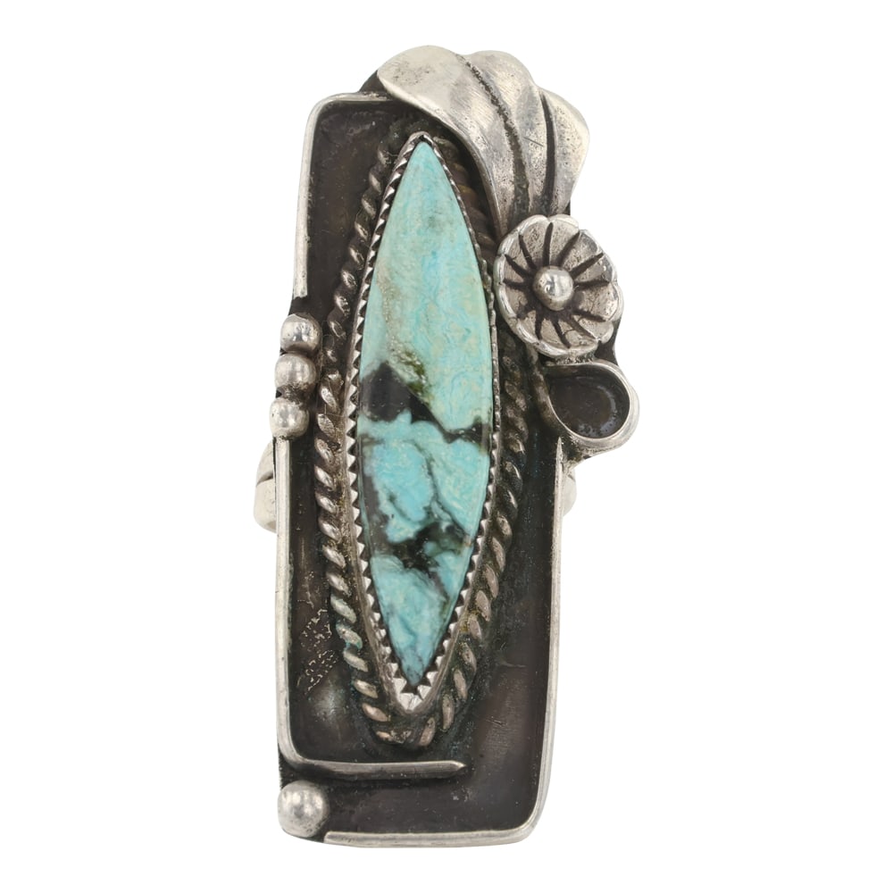 Navajo Nevada Turquoise Ring: Sterling Silver | Genuine Nevada Turquoise | Navajo Nevada Turquoise Ring | Navajo Native American Southwest Indian Jewelry | Good (no breaks or damages) | Approximate Weight: 12 Grams | Ring: 5.5 siz
