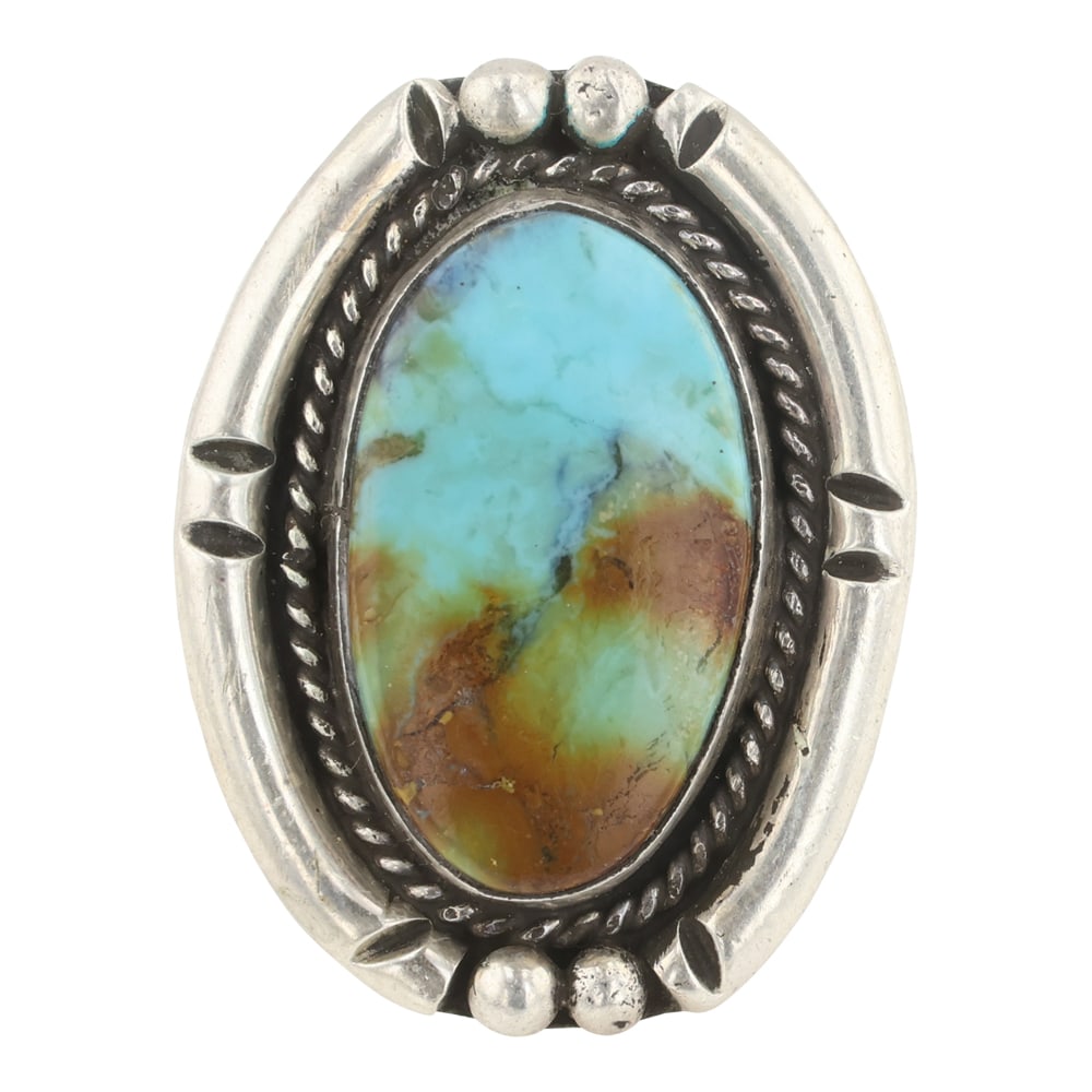 Navajo Royston Turquoise Ring: Sterling Silver | Genuine Royston Turquoise | Navajo Royston Turquoise Ring | Navajo Native American Southwest Indian Jewelry | Good (no breaks or damages) | Approximate Weight: 13 Grams | Ring: 6.75 