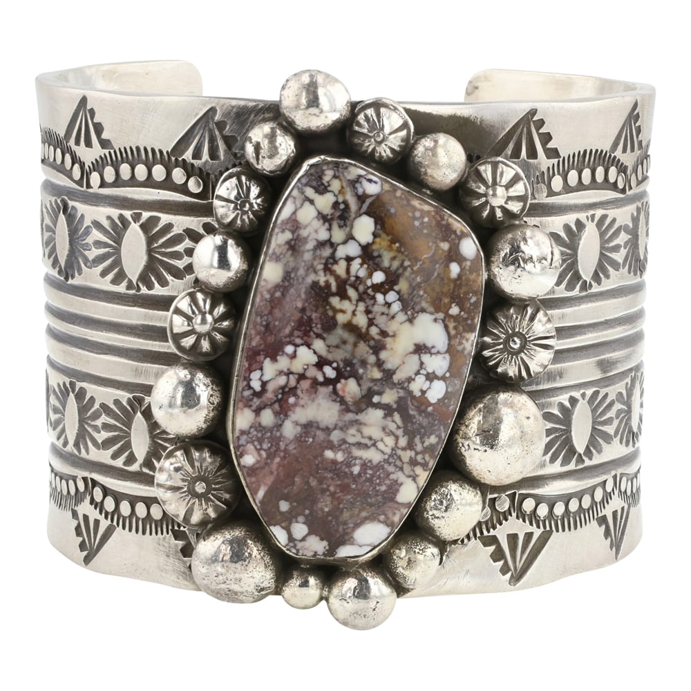 Damian Cotton Navajo Wildhorse Wide Stamp Cuff Bracelet (1 of 4)