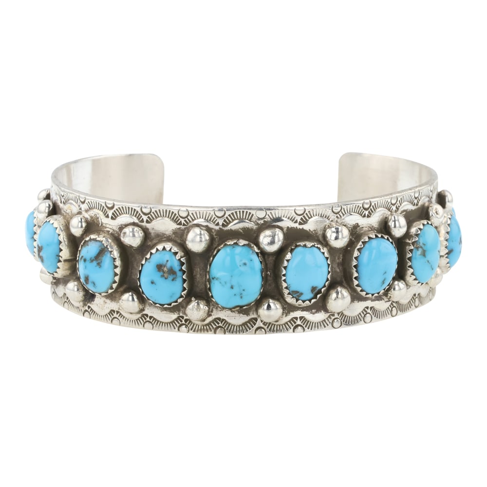Geraldine James Navajo Kingman Turquoise Row Cuff Bracelet (1 of 4)