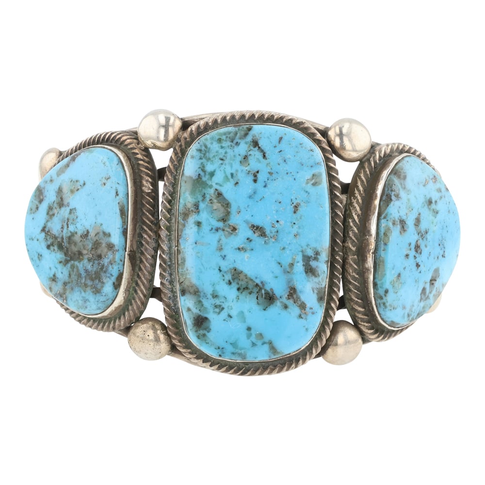 Rick Martinez Navajo Nacozari Turquoise Three Stone Cuff Bracelet (1 of 3)