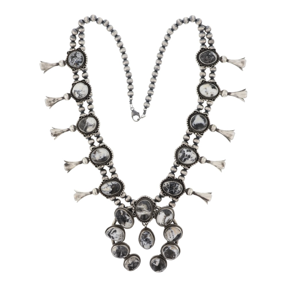 Randy Billy Navajo White Buffalo Squash Blossom Necklace (1 of 3)