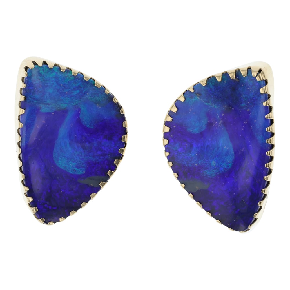 Marco Begaye Navajo 14K Yellow Gold Australian Opal Clip Earrings (1 of 3)