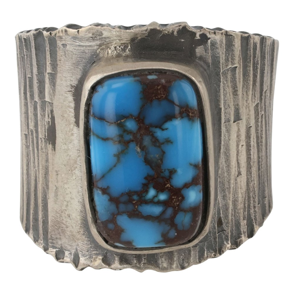 Danny Clark Navajo Spiderweb Turquoise Textured Ring (1 of 4)