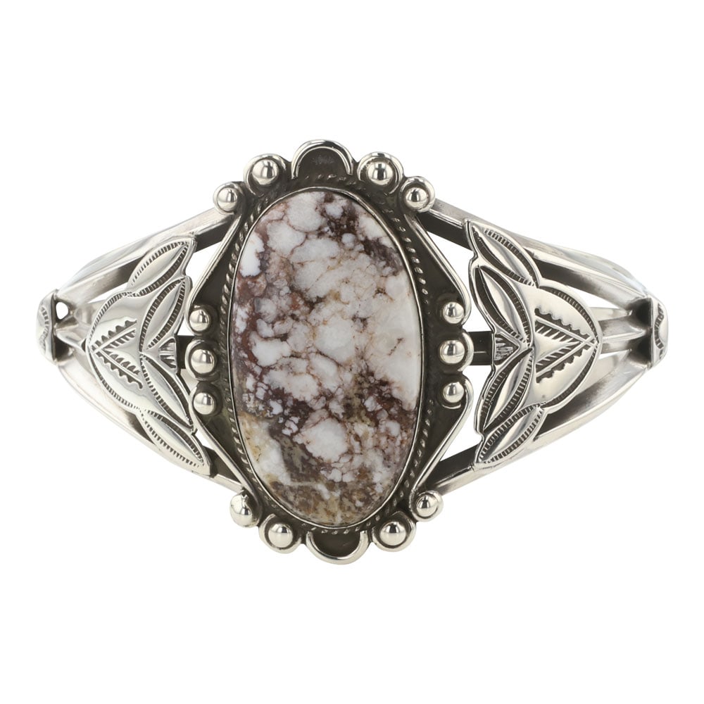 Navajo Wildhorse Cuff Bracelet: Sterling Silver | Genuine Wildhorse | Navajo Wildhorse Cuff Bracelet | Navajo Native American Southwest Indian Jewelry | Good (no breaks or damages) | Approximate Weight: 44 Grams | Bracelet: 5.5" inn