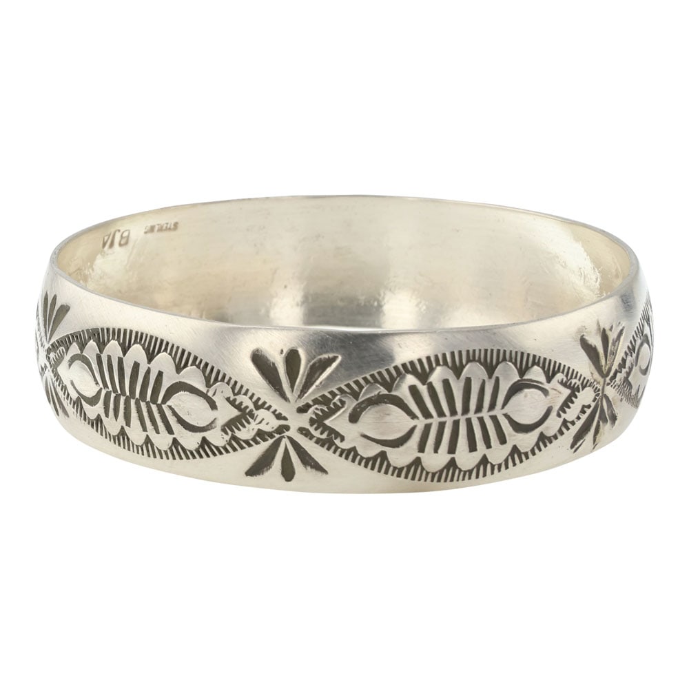 Boyde Ashley Navajo Plain Silver Stamp Bangle Bracelet (1 of 3)