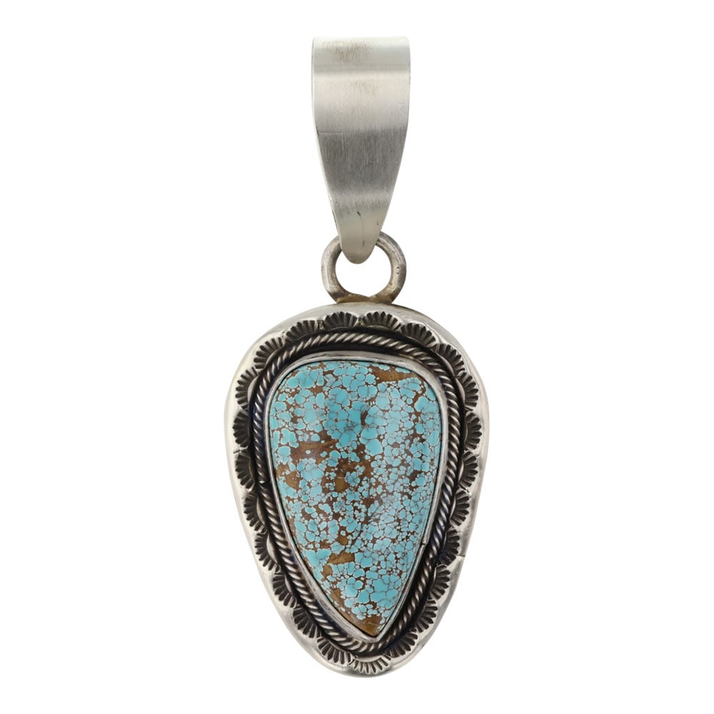 Navajo Number Eight Turquoise Pendant: Sterling Silver | Genuine Number Eight Turquoise | Navajo Number Eight Turquoise Pendant | Navajo Native American Southwest Indian Jewelry | Good (no breaks or damages) | Approximate Weight: 20 Grams 