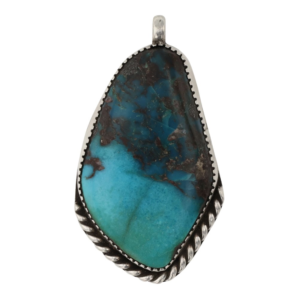 Vintage Navajo Freeform Nevada Turquoise Pendant: Sterling Silver | Genuine Nevada Turquoise | Vintage Navajo Freeform Nevada Turquoise Pendant | Navajo Native American Southwest Indian Jewelry | Good (no breaks or damages) | Approximate Weight: 16 G
