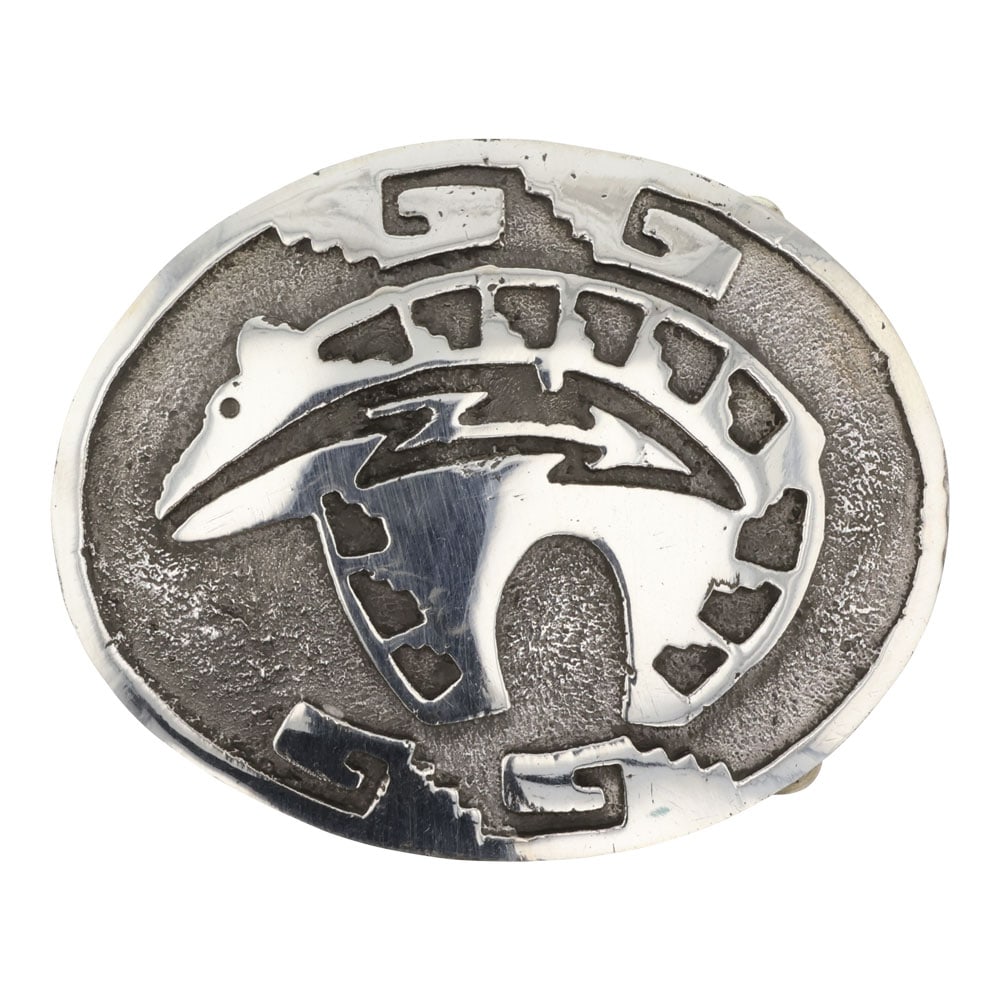 Emerson Kinsell Navajo Plain Silver Bear Belt Buckle (1 of 2)