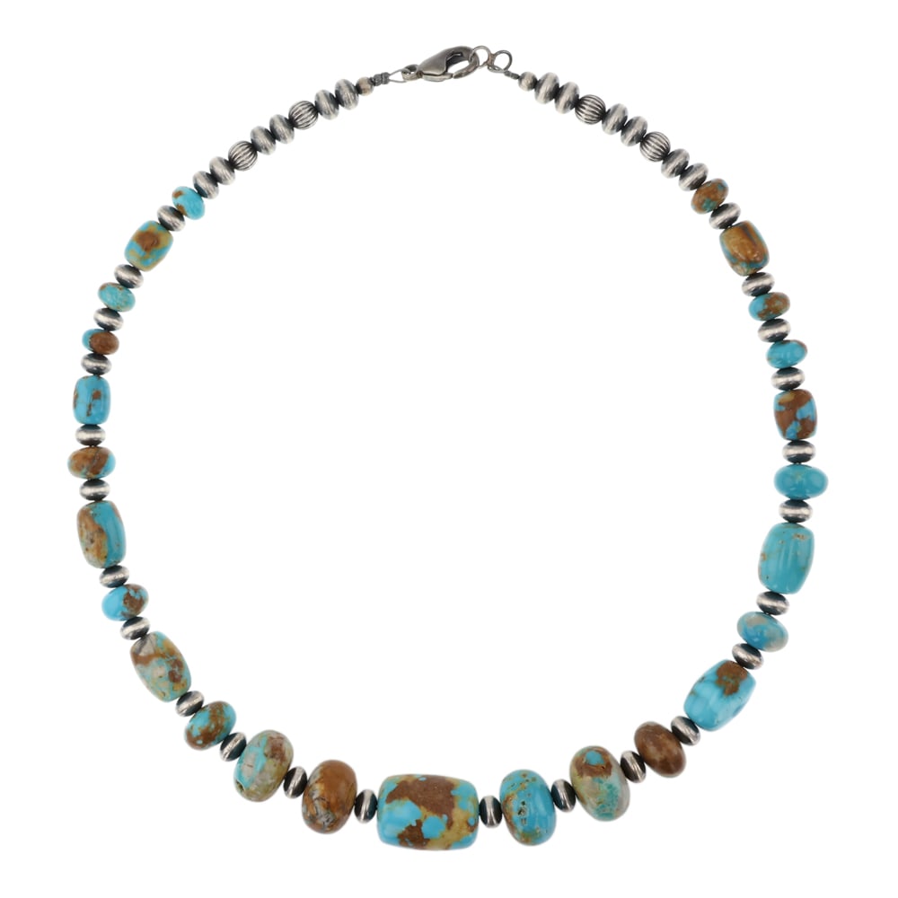 Royston Turquoise & Oxidized Silver Mixed Beads Necklace (1 of 3)
