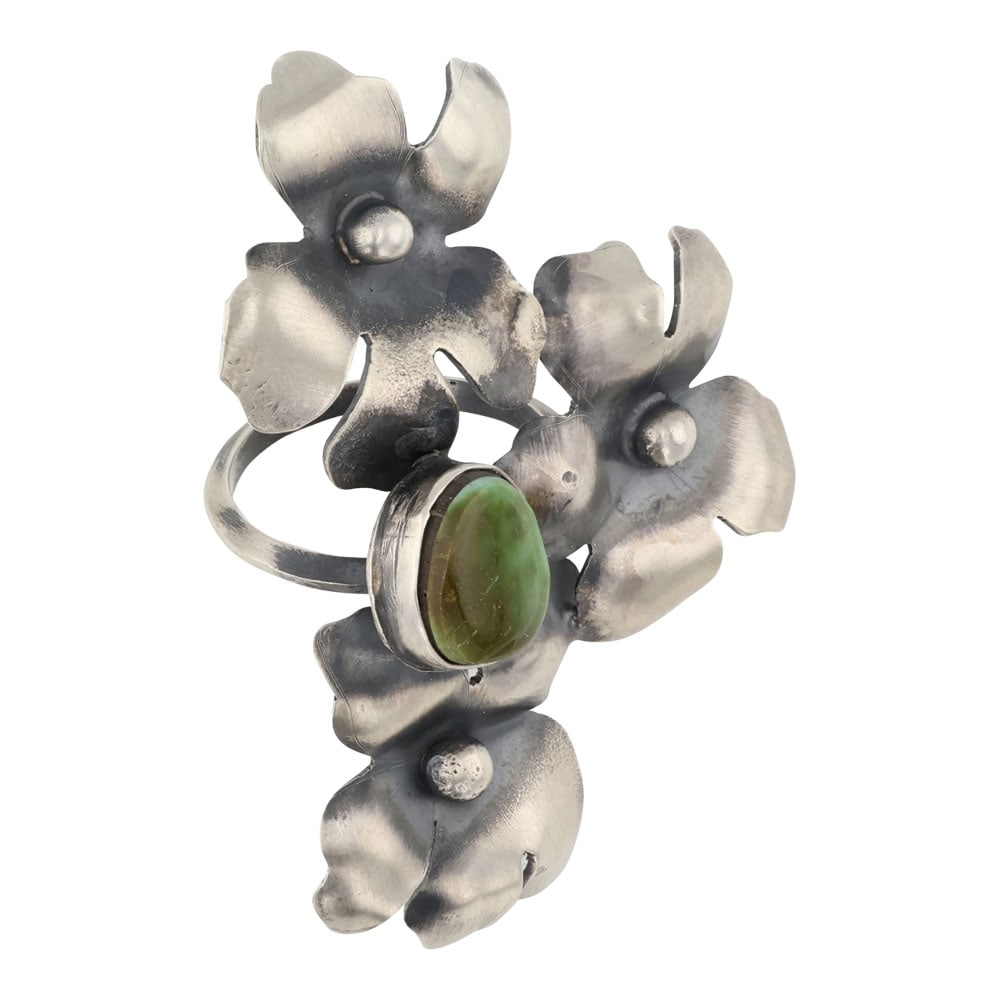 Navajo Royston Turquoise Flowers Ring (1 of 2)