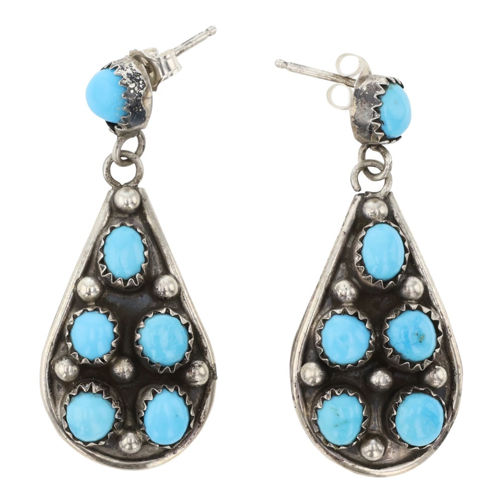 Navajo Kingman Turquoise Pear Shape Earrings (1 of 2)