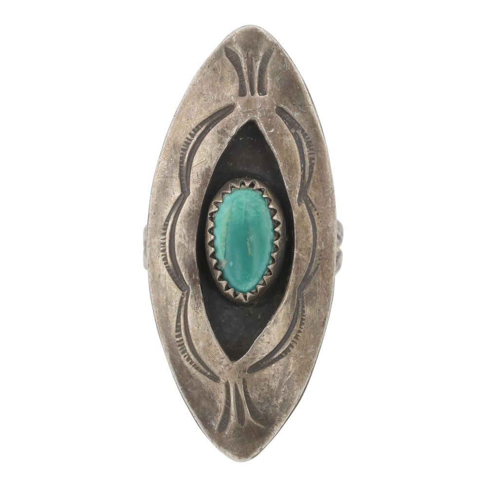 Vintage Navajo Nevada Turquoise Shadowbox Ring (1 of 3)