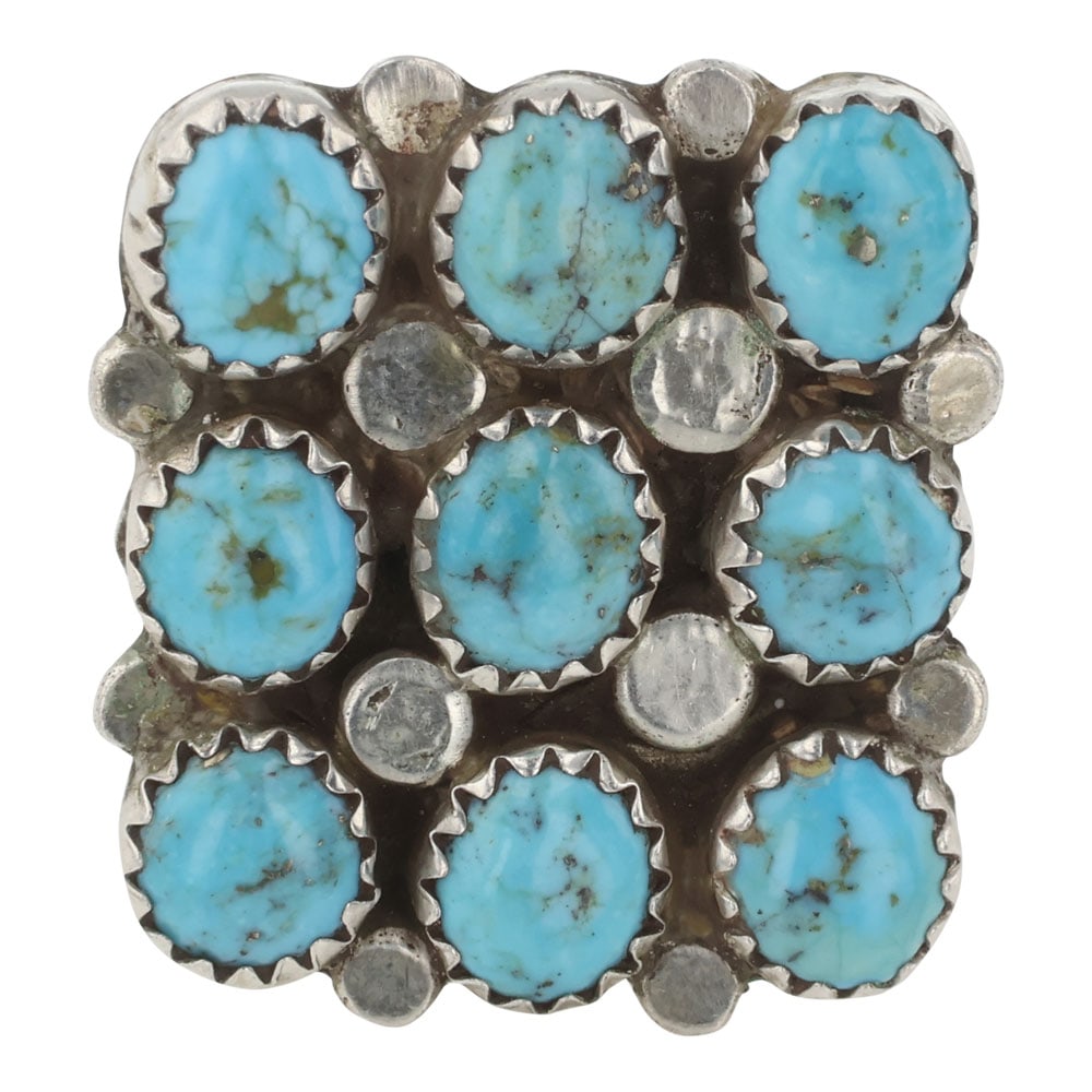 Navajo Kingman Turquoise Three Row Ring (1 of 3)