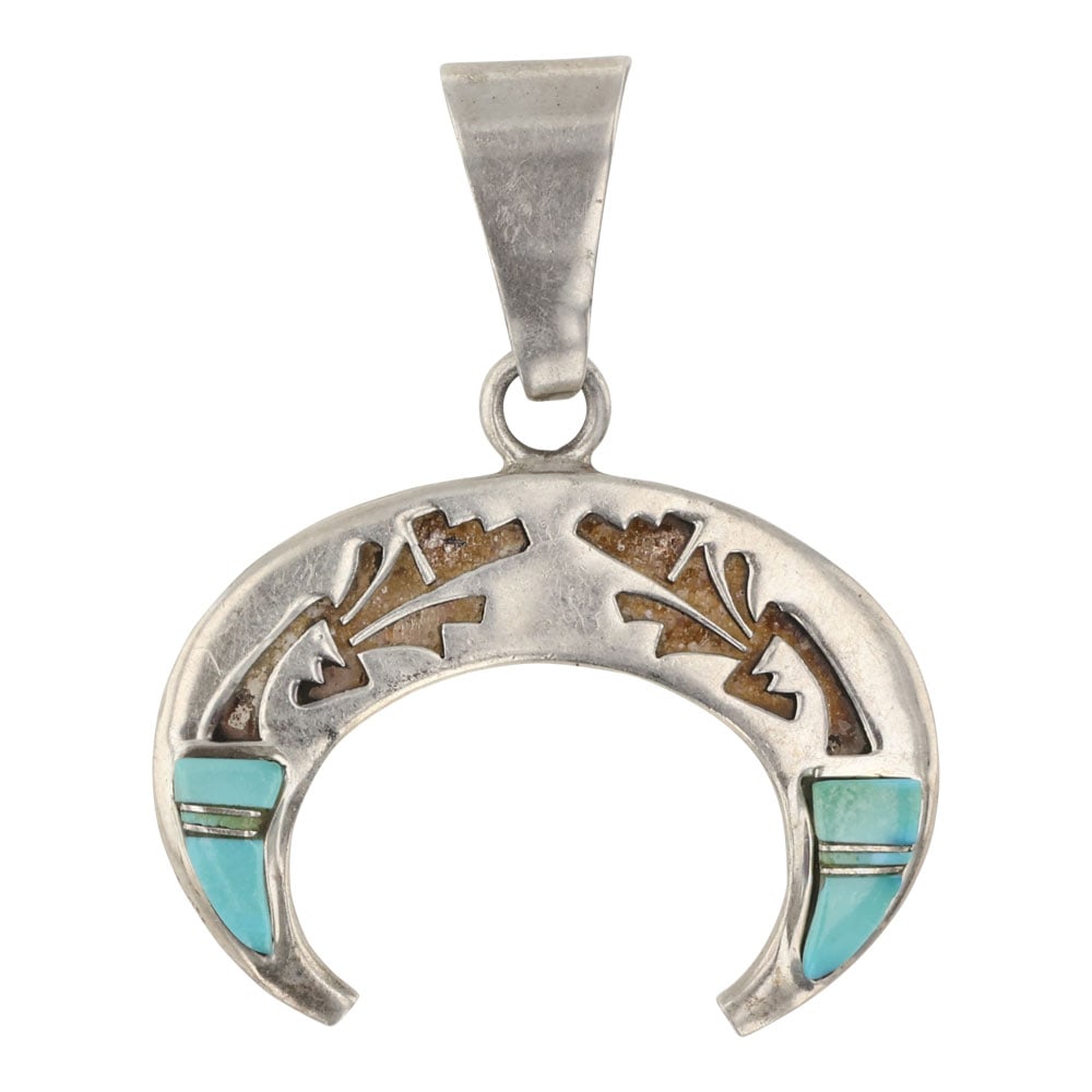 Navajo Turquoise Inlay Naja Pendant (1 of 2)