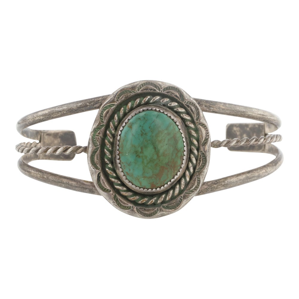 Vintage Navajo Menassa Turquoise Bracelet: Sterling Silver | Genuine Menassa Turquoise | Vintage Navajo Menassa Turquoise Bracelet | Navajo Native American Southwest Indian Jewelry | Good (no breaks or damages) | Approximate Weight: 20 Grams |