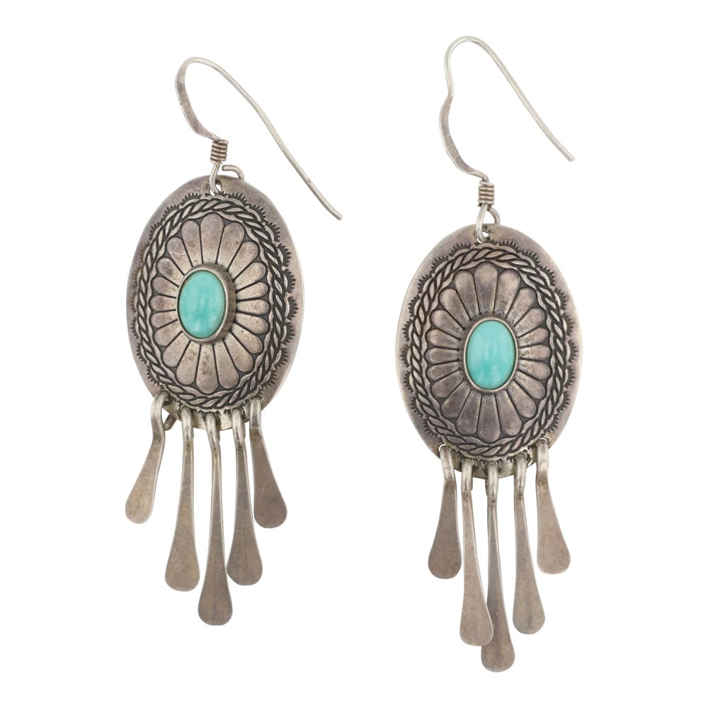 Vintage Navajo Kingman Turquoise Earrings: Sterling Silver | Genuine Kingman Turquoise | Vintage Navajo Kingman Turquoise Earrings | Navajo Native American Southwest Indian Jewelry | Good (no breaks or damages) | Approximate Weight: 5 Grams | 